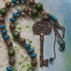 Whimsical Beaded Key Necklace from Bijoux Turner